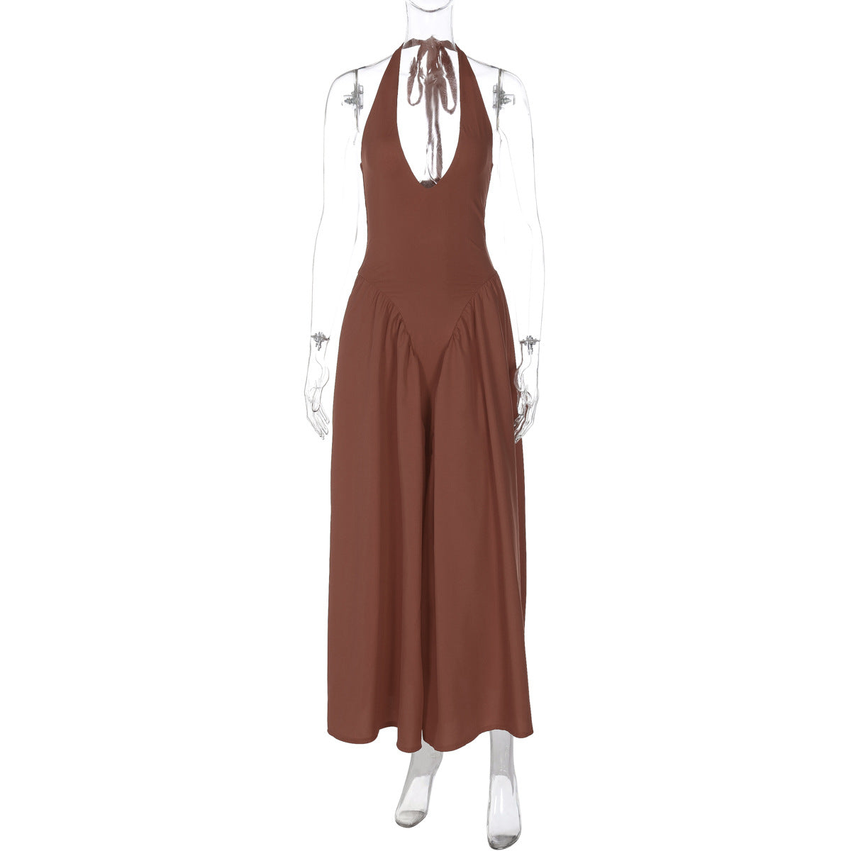 Deep V Lace Hollow-Out Maxi Dress Elegant Casual Dress
