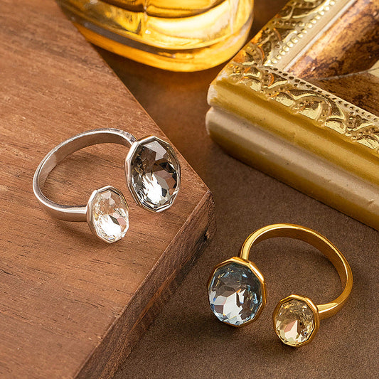 Geometric Zirconia Adjustable Open Ring Trendy Chic Jewelry