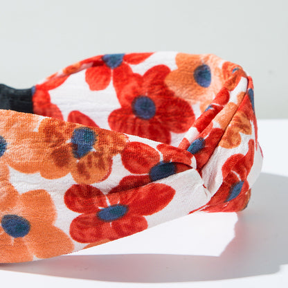 Floral Print Wide Band Fabric Headband for Women Stylish Casual Accessory