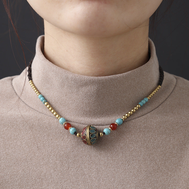 Tibetan Ethnic Style Nepal Beads Woven Clavicle Chain Retro Simple Joker Fashion Niche Necklace