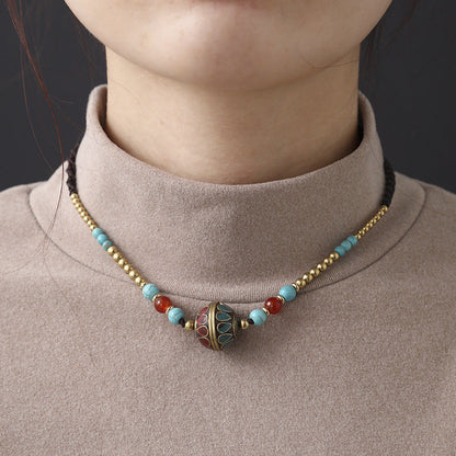 Tibetan Ethnic Style Nepal Beads Woven Clavicle Chain Retro Simple Joker Fashion Niche Necklace