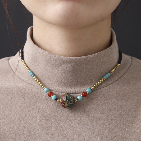 Tibetan Ethnic Style Nepal Beads Woven Clavicle Chain Retro Simple Joker Fashion Niche Necklace