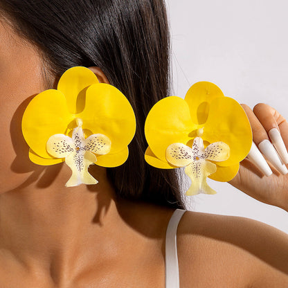 Colorful Orchid Flower Earrings Fresh Atmosphere