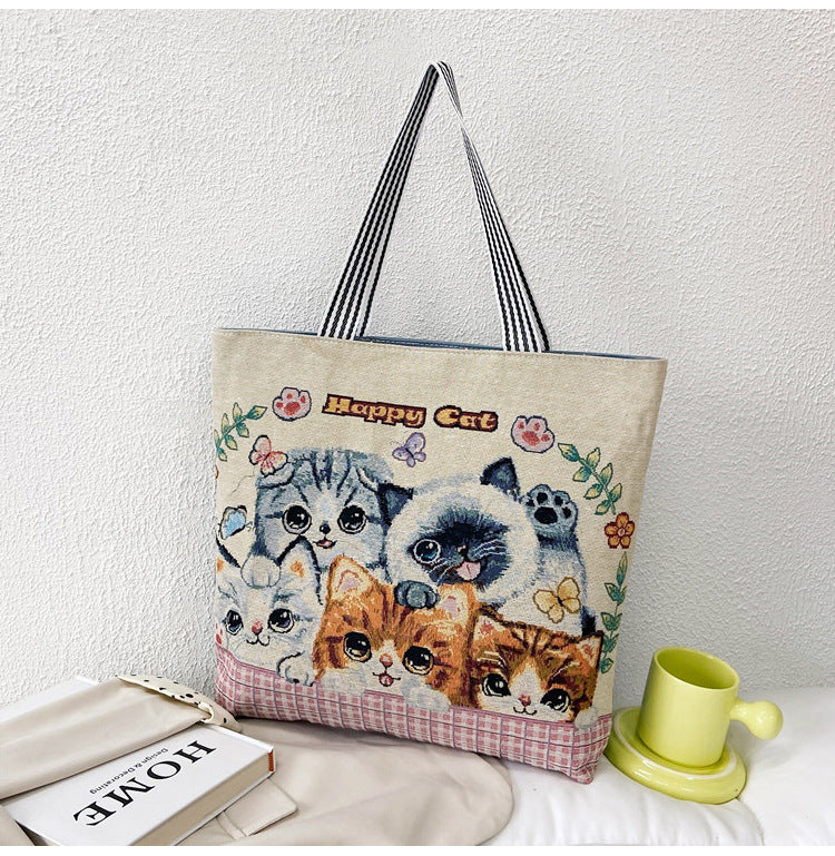 Ethnic Vintage Embroidered Canvas Tote Bag for Women