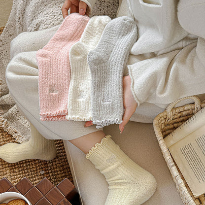 Winter Thermal Thick Plush Crew Frilly Socks