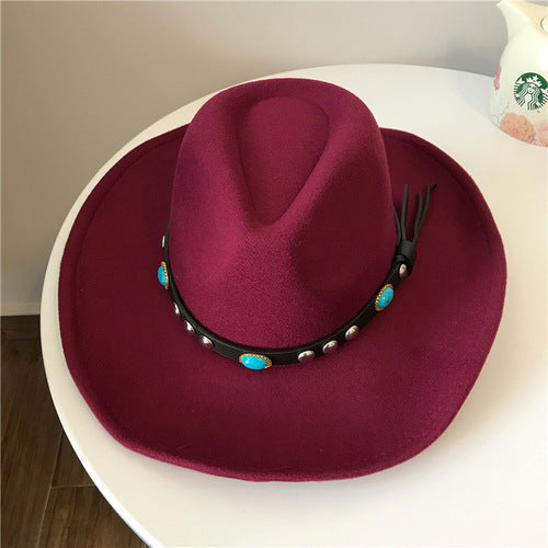 Tibetan Hat Ethnic Style Tibetan Sunshade Hat Wool Sun Hat Men'S And Women'S Felt Hat Sunscreen Hat