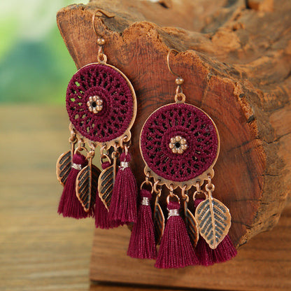 Bohemian Handmade Woven Tassel Earrings Trendy Versatile Jewelry