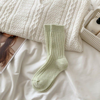 Casual Solid Color Thicken Plush Crew Socks