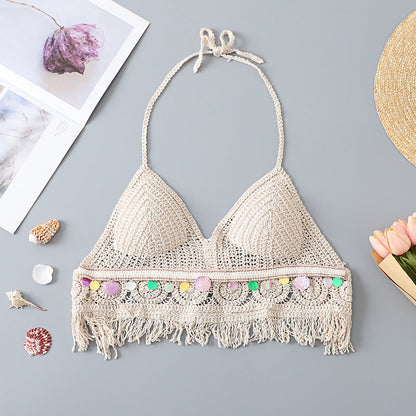 Tassel Halter Neck Bikini Top