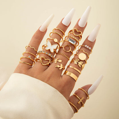 Fashionable Geometric Butterfly Open-Ended Adjustable Rings Set