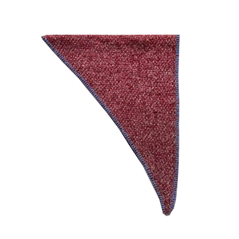 Hand-Knitted Wool Blend triangle Scarf Vintage Warm Knit Scarf