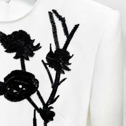 Floral Embellished Long Sleeve Dress