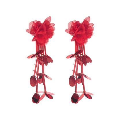 Trendy Floral Tassel Drop Earrings for Women