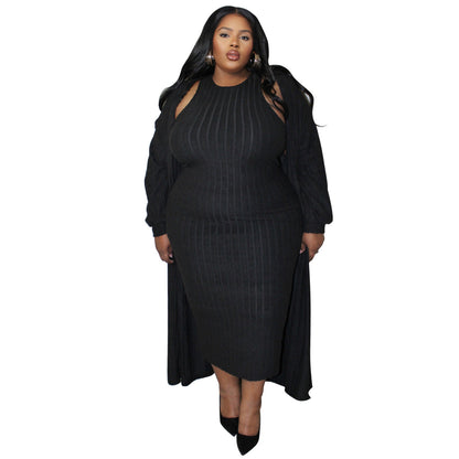 Fashionable Long Sleeve Jacket Set Plus Size For Fall