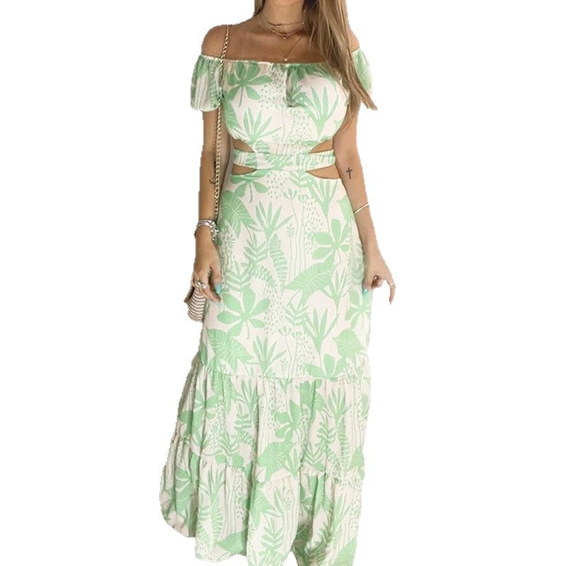 Floral Print Maxi Dress With Tie Waist