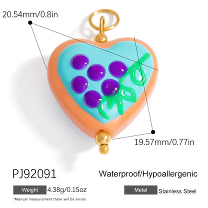 Hand-Painted DIY Jewelry Accessories Summer Dopamine Glass Heart Pendant