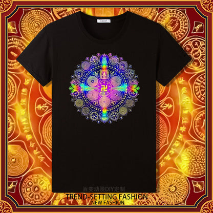 Grand Perfection Victory Mantra Wheel Print Summer Bottom Male And Female Couple Short-Sleeved T-Shirt