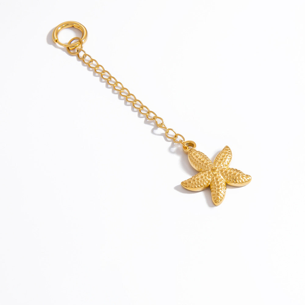Stainless Steel Starfish & Shell Pendant Jewelry