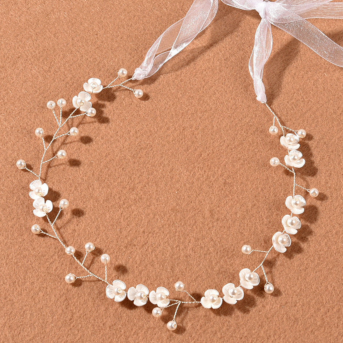 Bridal Pearl Floral Headband Handmade Soft Hair Accessory