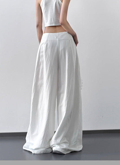 Asymmetric Casual High Waisted Wide Leg Pants