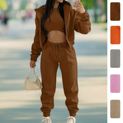 Solid Color Hoodie Jogger Set Stylish Comfortable Sportswear