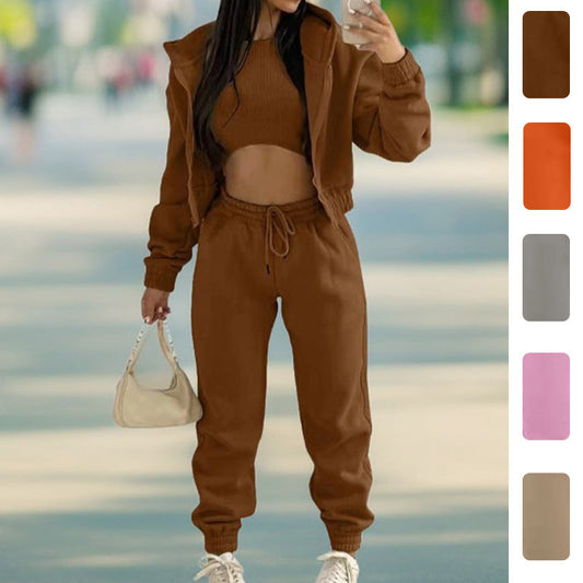 Solid Color Hoodie Jogger Set Stylish Comfortable Sportswear