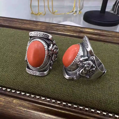 The Latest Tibetan Element Ring, Large Oval Retro Saddle, Back-Shaped Ethnic Style Fashion Ring