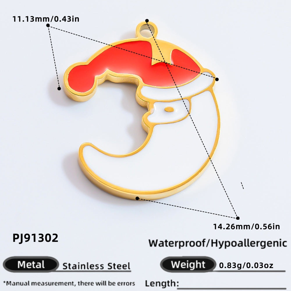DIY Christmas-Themed 18K Gold-Plated Stainless Steel Pendant Accessories