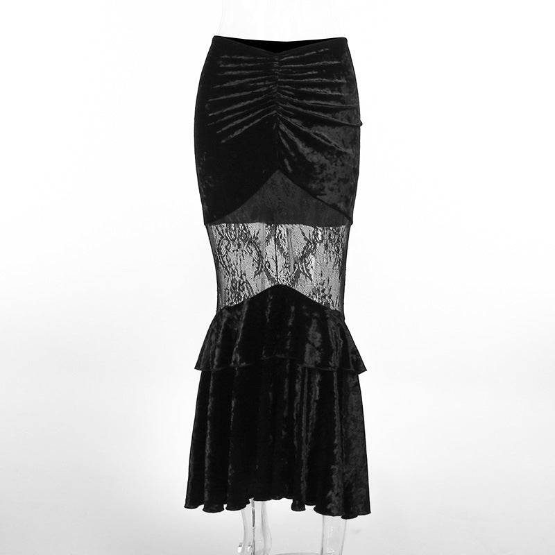 Sheer Lace Panel Bodycon Maxi Dress