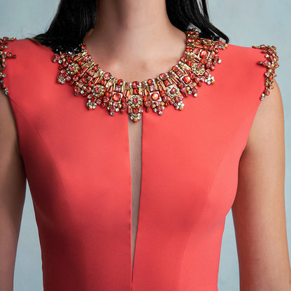 Fashionable Red Beaded Sequin Dress For Women