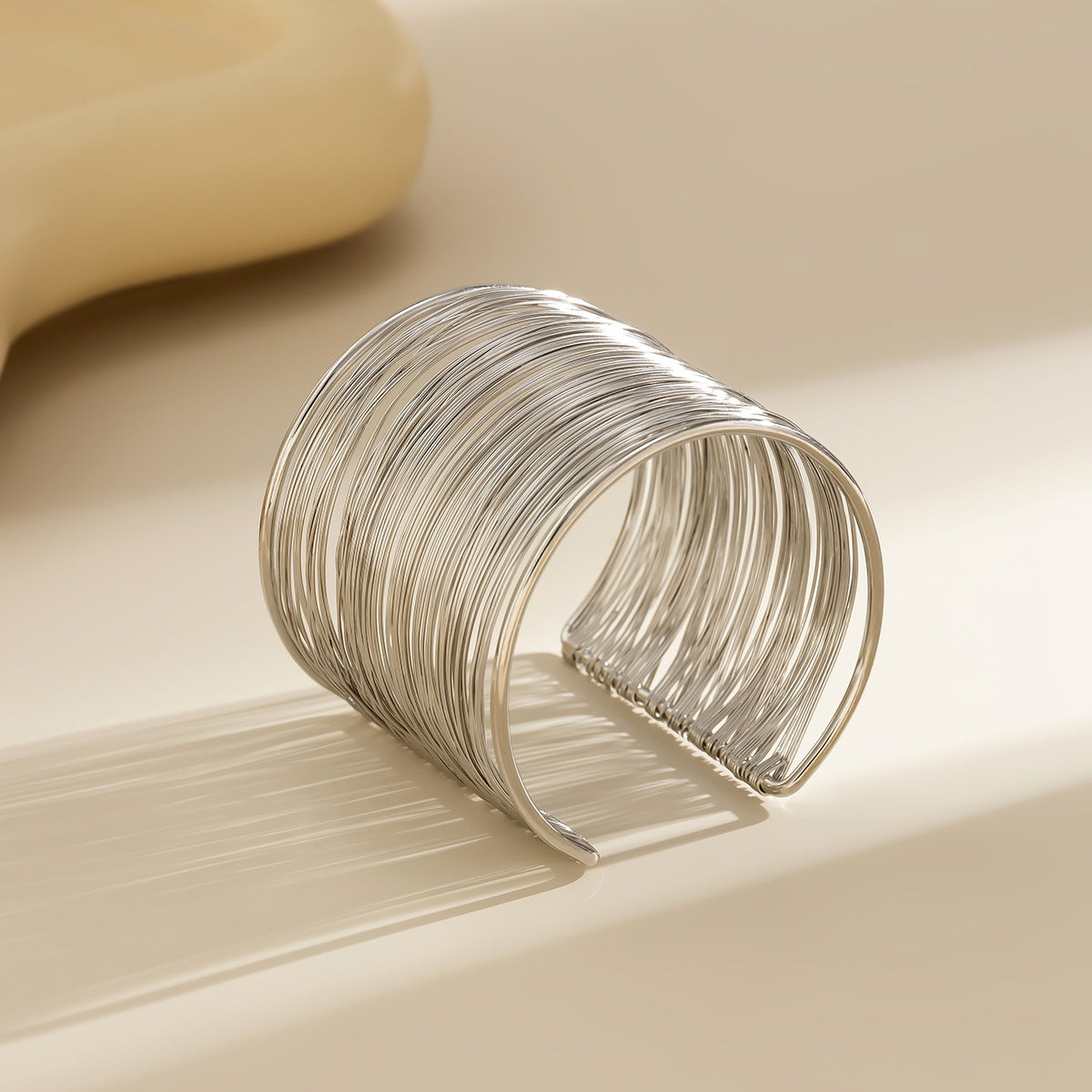 Stylish Punk Metal Wire Open Bangle Vintage Wide Irregular Bracelet