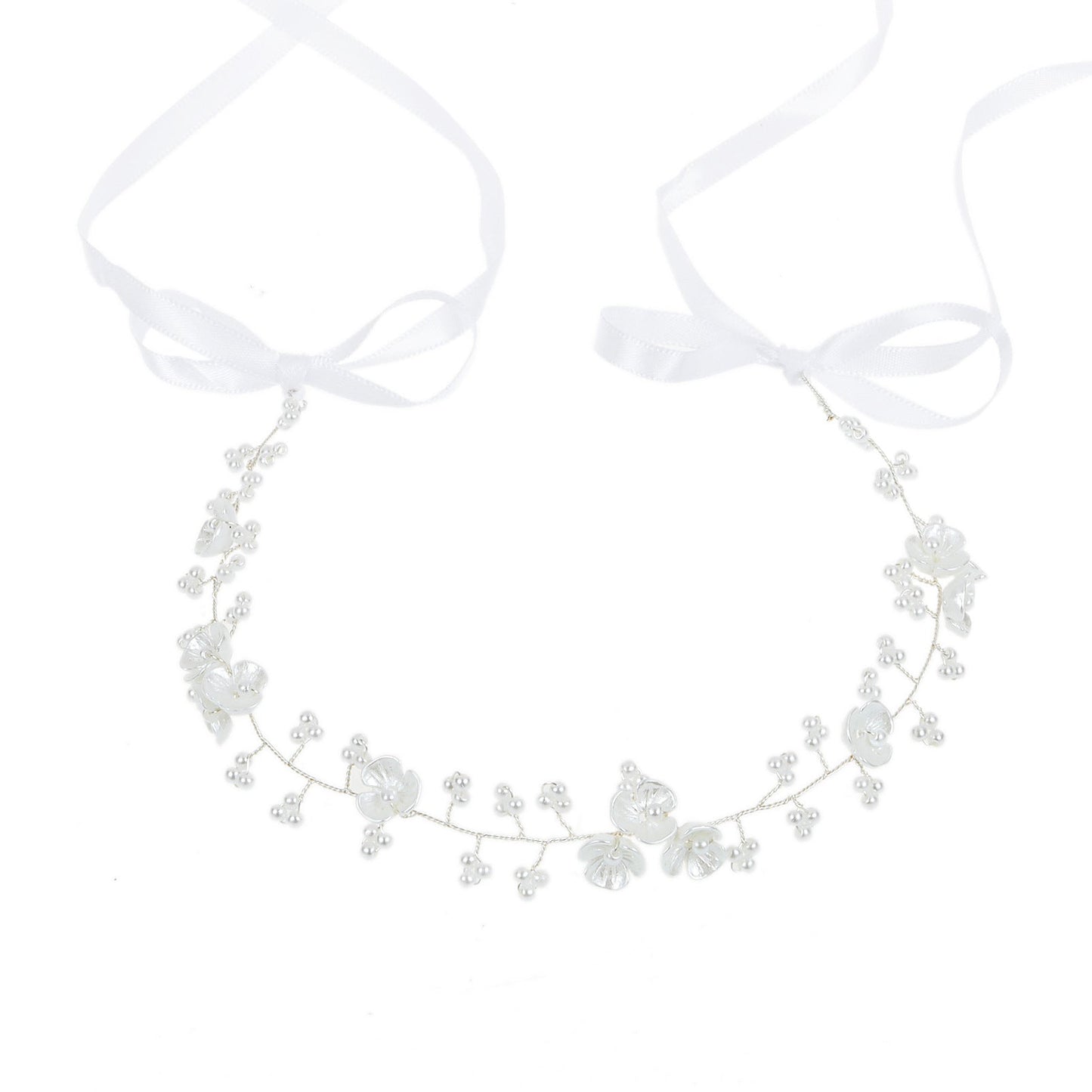 Bridal Pearl Flower Beaded Headband Hair Accessory