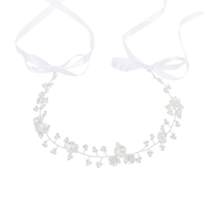 Bridal Pearl Flower Beaded Headband Hair Accessory