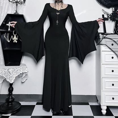 Chic Batwing Sleeve Mermaid Dress Elegant Polyester Summer Style