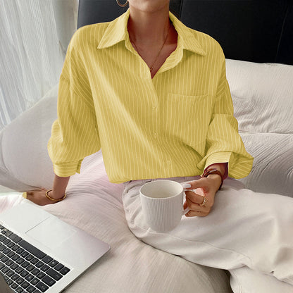 Casual Striped Long Sleeve Women's Shirt