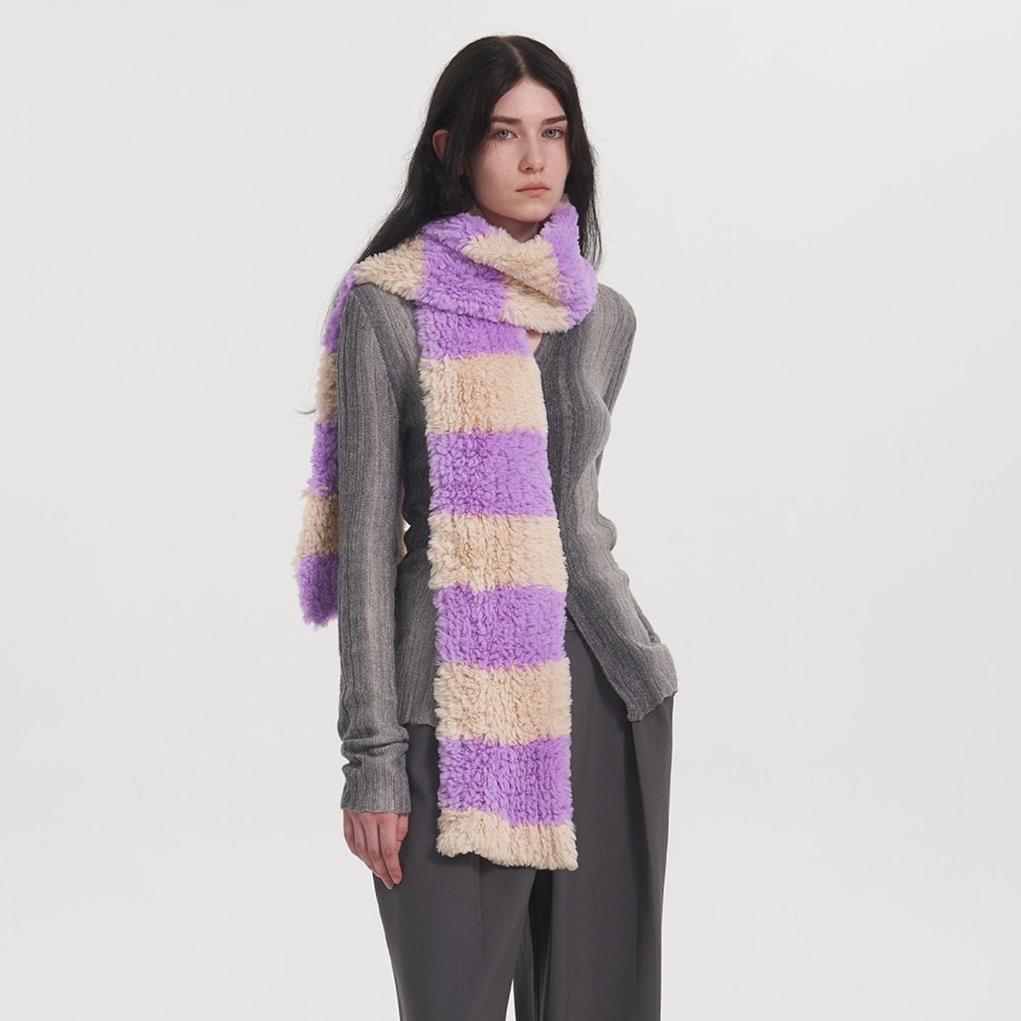 2+ Soft Cute Contrast Color Knit Scarves