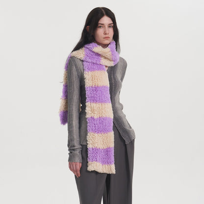 2+ Soft Cute Contrast Color Knit Scarves