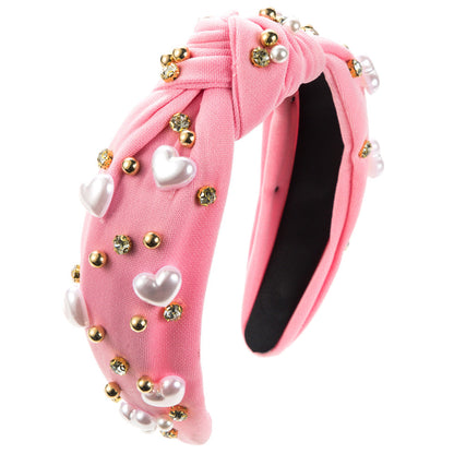 Trendy Heart Shaped Pearl Headband for Women