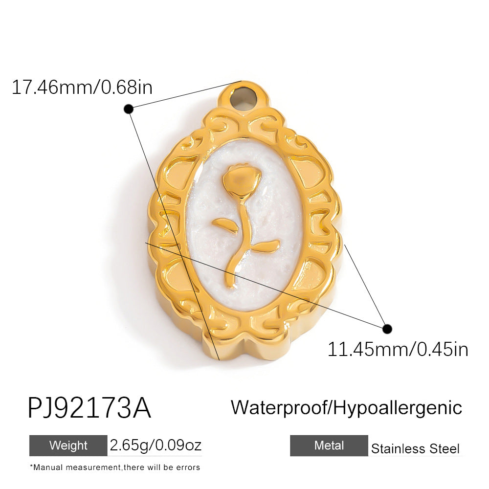 Evil Eye Hamsa Pendant Necklace Stainless Steel 18K Gold DIY Vintage Floral Charm