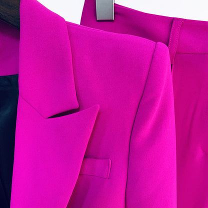 One-Button Blazer and Flare Pants Set