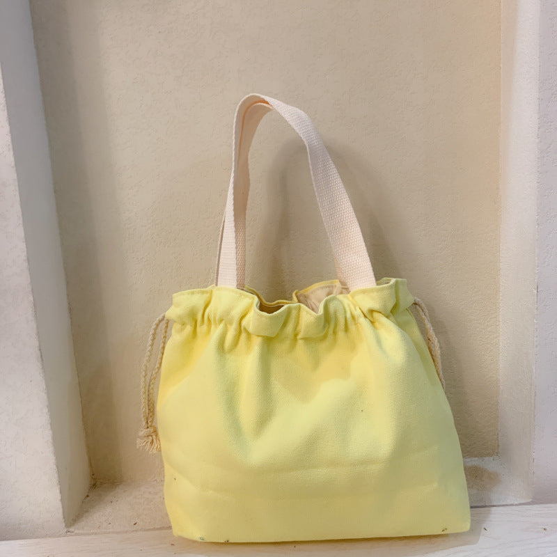 Plain Minimalist Japanese Bento Bag Canvas Drawstring Tote