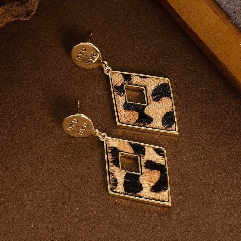 Natural Horse Hair Leopard Print Earrings Luxury Fashion Accessories