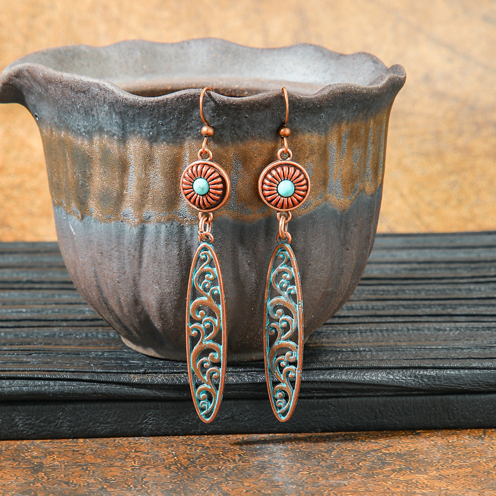 Retro Geometric Tassel Earrings Vintage Style for Women