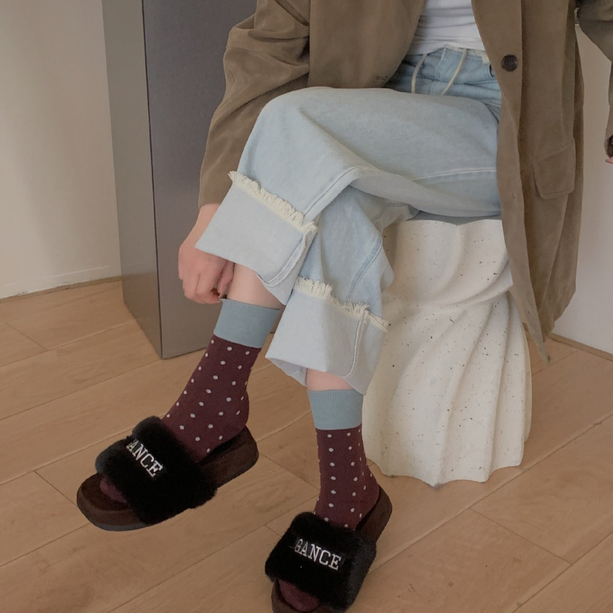 Rufia - Polka Dot Mid-Calf Socks for Autumn-Winter
