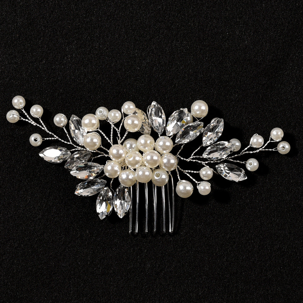 Bridal Hair Comb with Pearls and Rhinestones