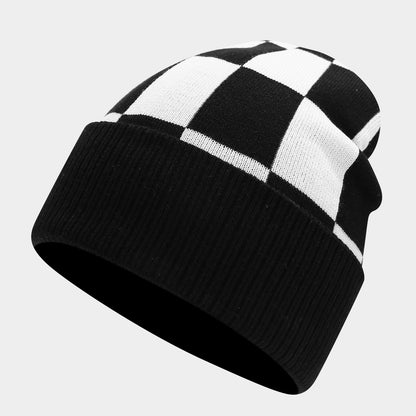 Winter Plaid Warm Hat Scarf Gloves Outdoor Sets