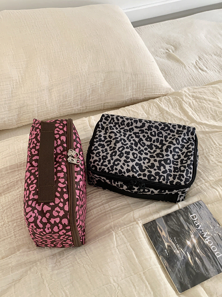 Leopard Print Portable Makeup Organizer Bag
