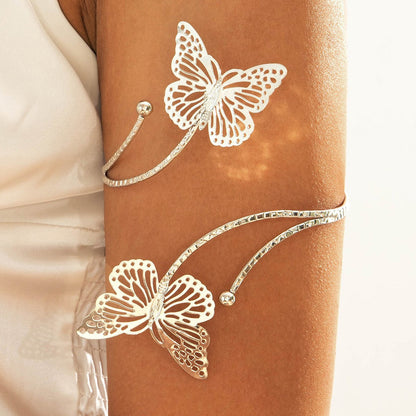 Floral Open Arm Cuff Bracelet Geometric Punk Style Beach Party Jewelry