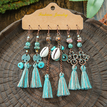 Fashion Tassel Earrings Set for Women - Vintage Style
