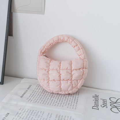 Mini Cloud Bag with Ruching Stylish Nylon Tote